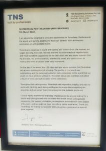 Testimonial letter from client to Master Sound