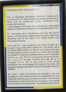 Master Sound client endorsement letter